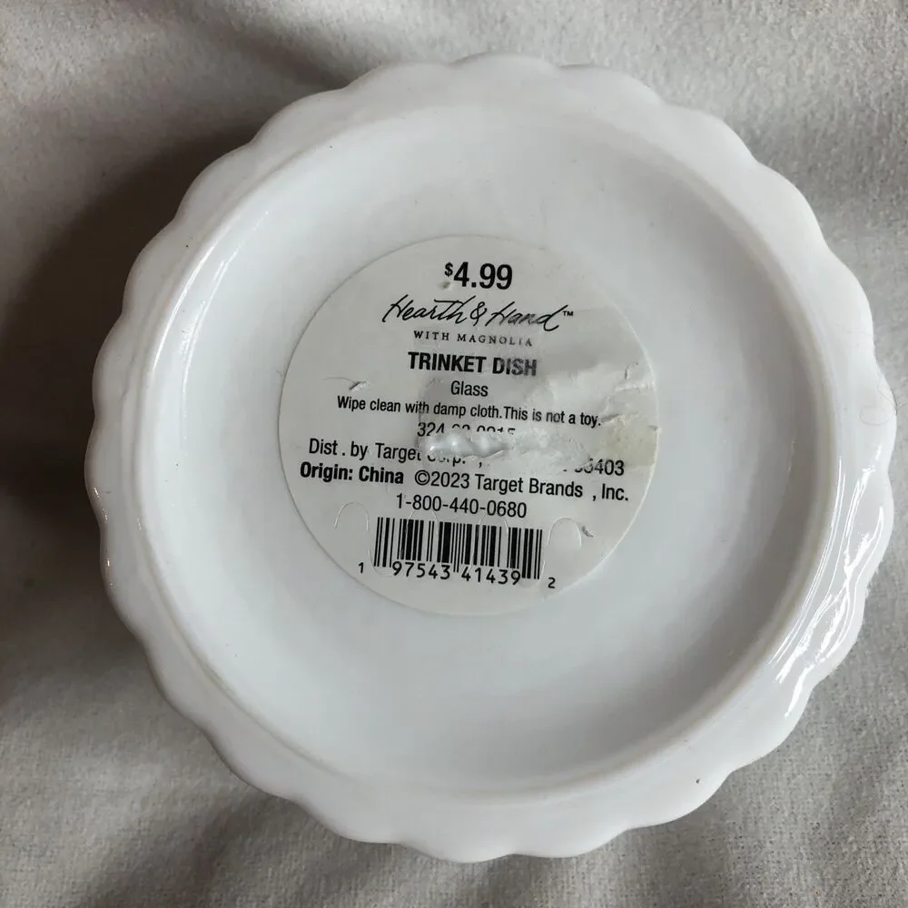 Hearth Hand Magnolia WHITE MILK GLASS TRINKET DISH Target RIB Catchall New